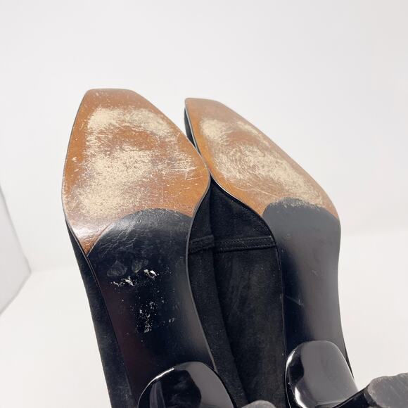 Stuart Weitzman Womens 9.5 Black Suede Mary Jane Pump Heels Square Toe Vintage - Picture 13 of 15